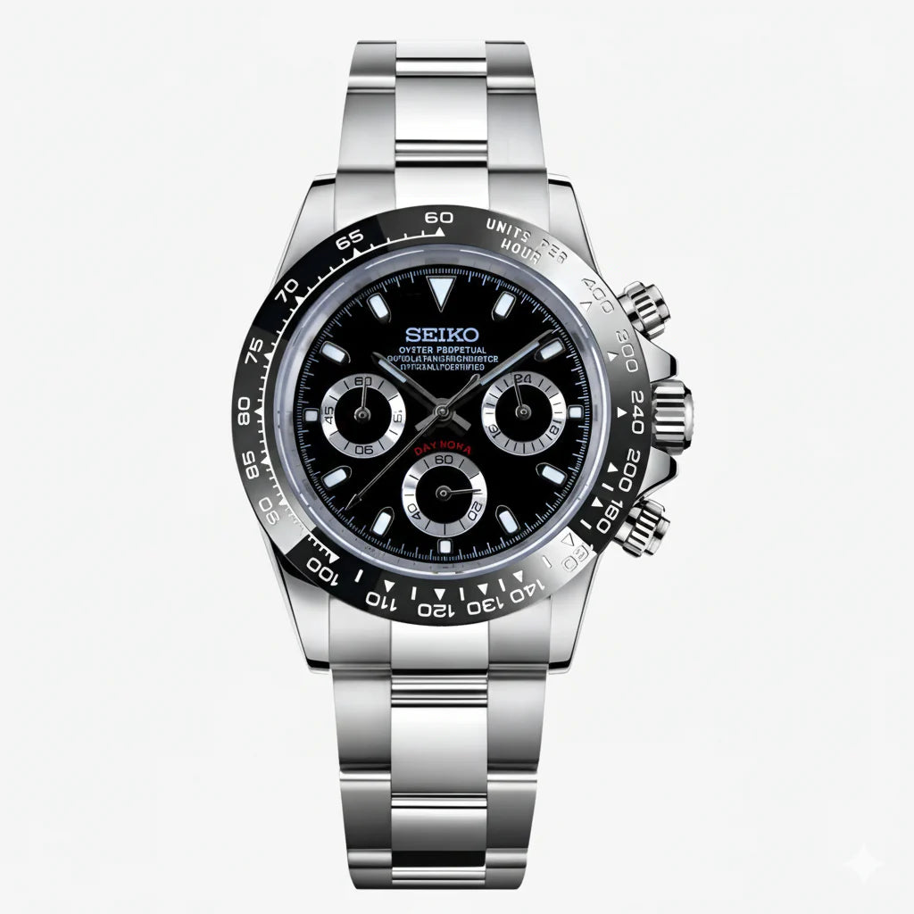Black Panda Chronograph VK63 – Racing Steel Premium