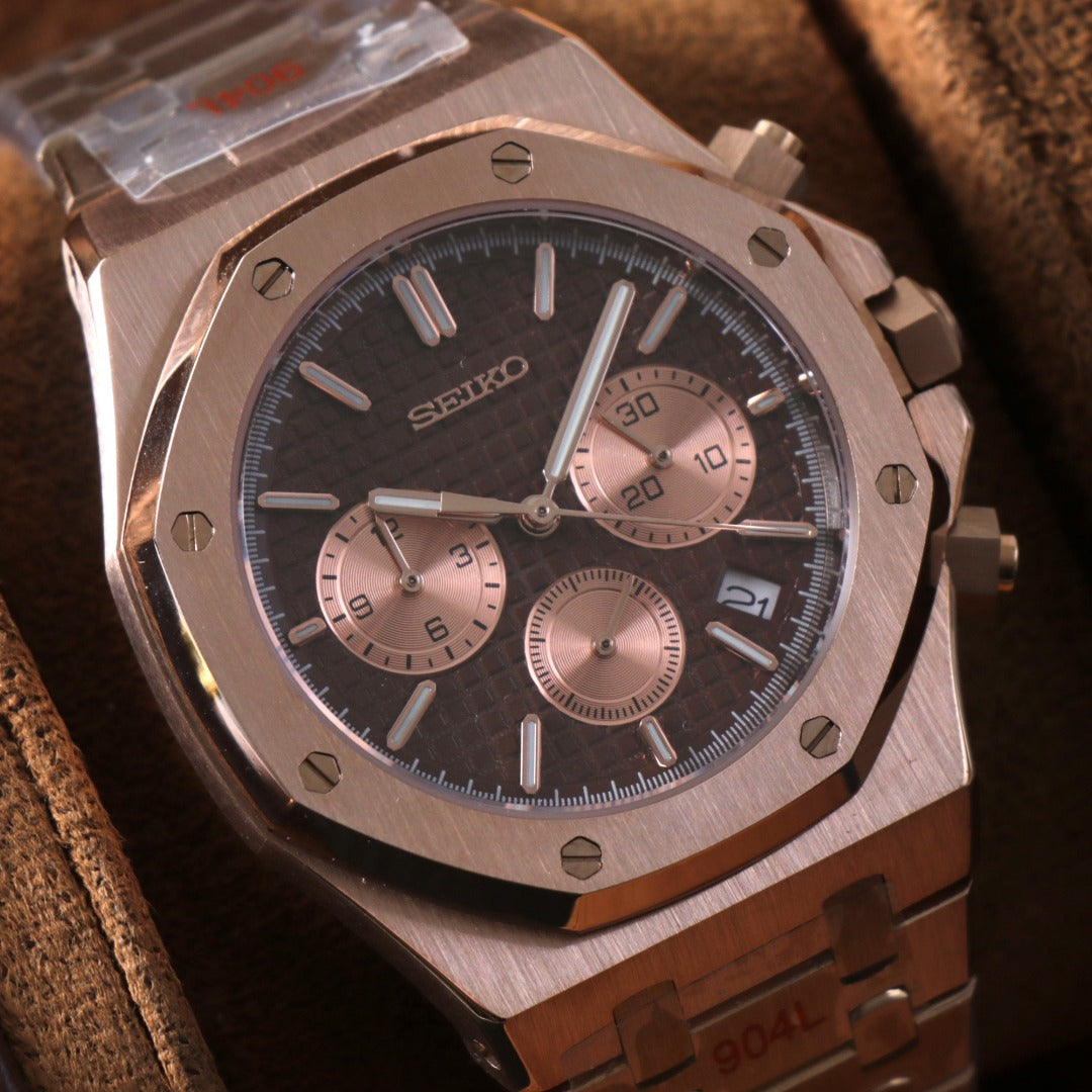 Octagonal Chrono Negro Rose – Sport Racing VK63