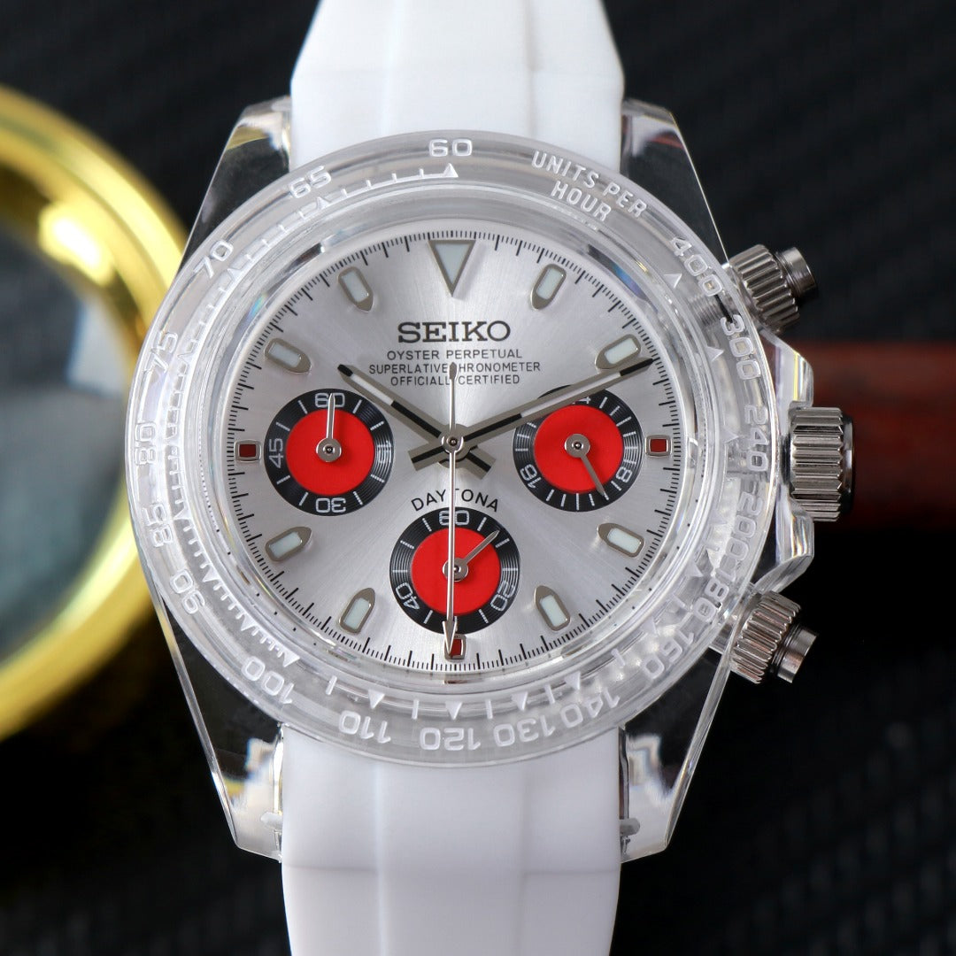 Chrono White Racing Skeleton – Cronógrafo VK63 40 mm
