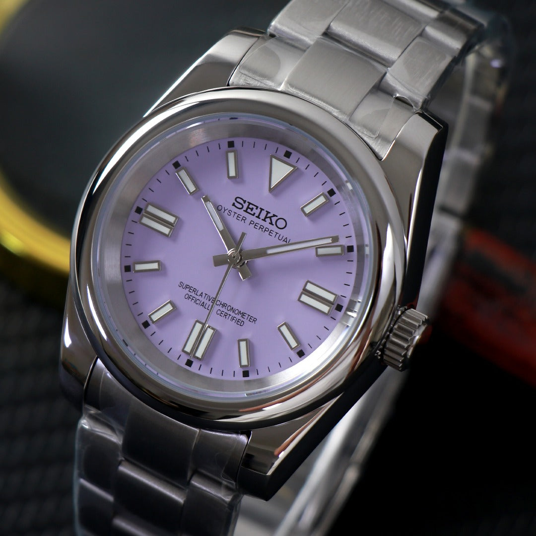 Classic Lavender Dial – Reloj Automático Elegante