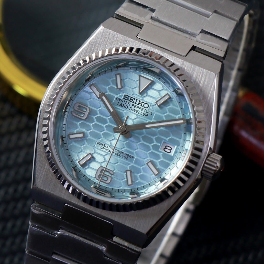 Classic Honeycomb Azul Ice – Reloj Automático Integrado