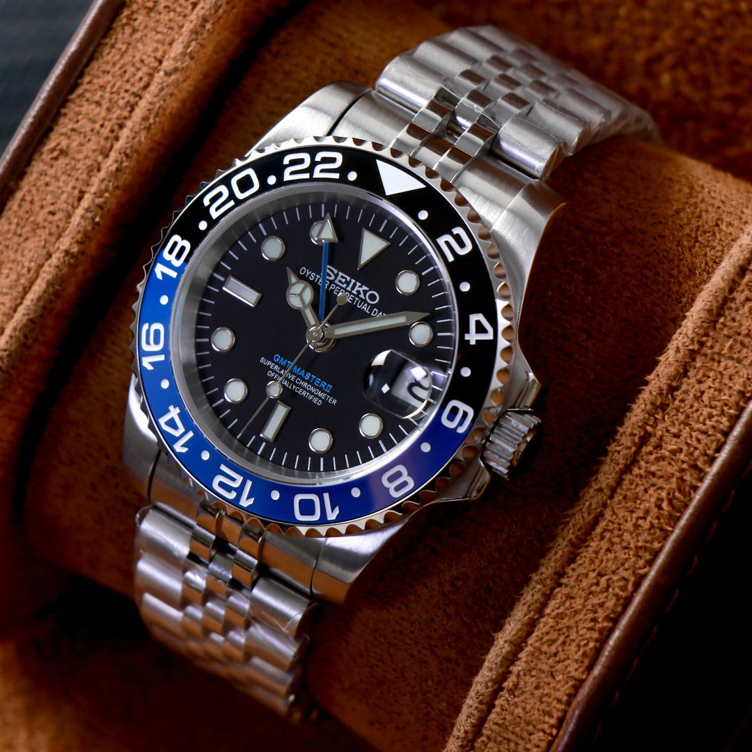 Pepsi GMT Automático – Black Red Blue Steel NH34