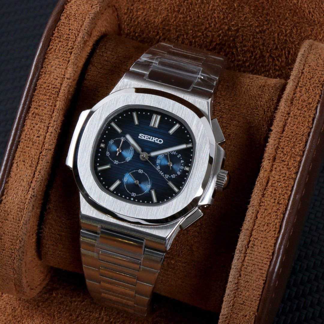 Cronógrafo Azul Nautic Sport – Brazalete Integrado 41 mm