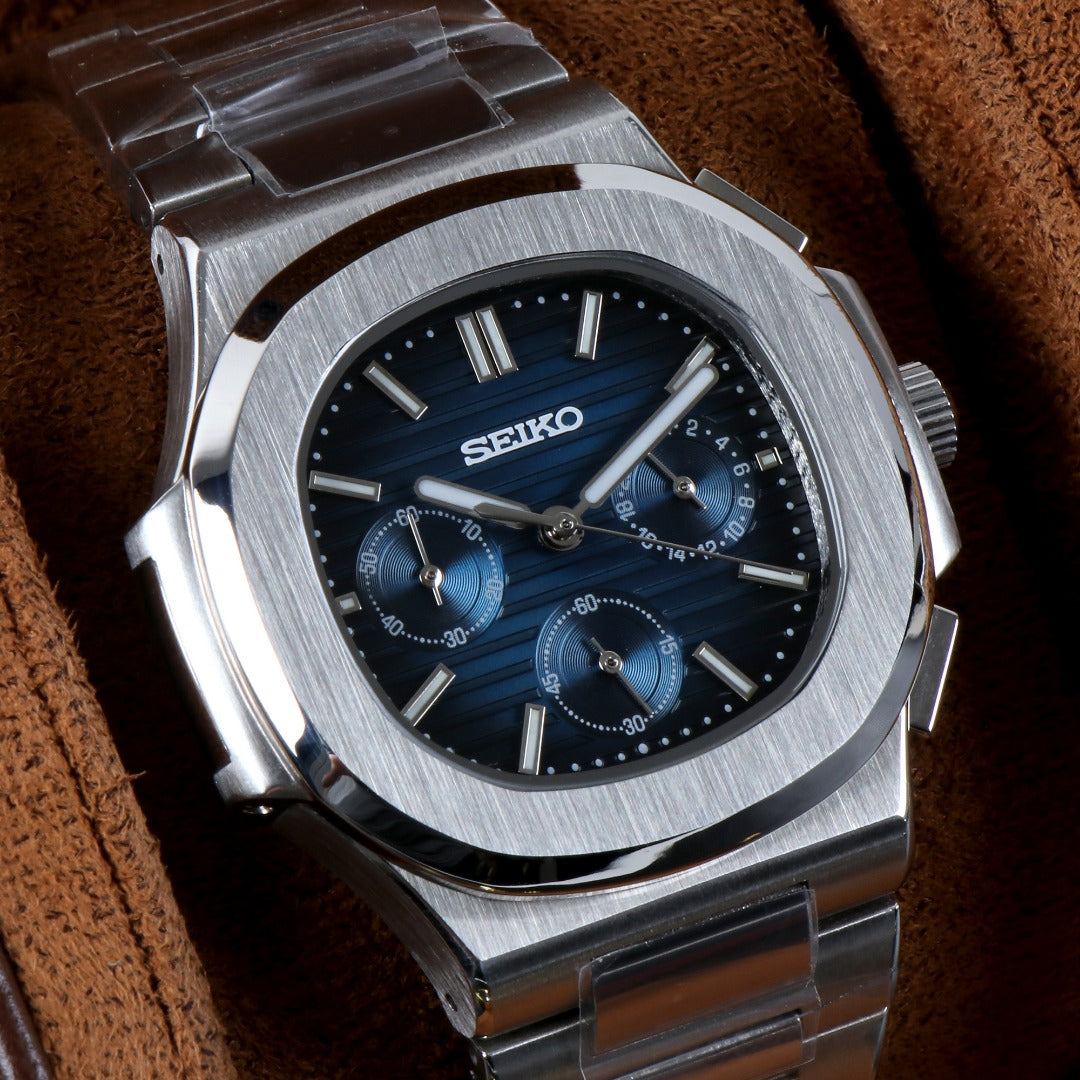 Cronógrafo Azul Nautic Sport – Brazalete Integrado 41 mm