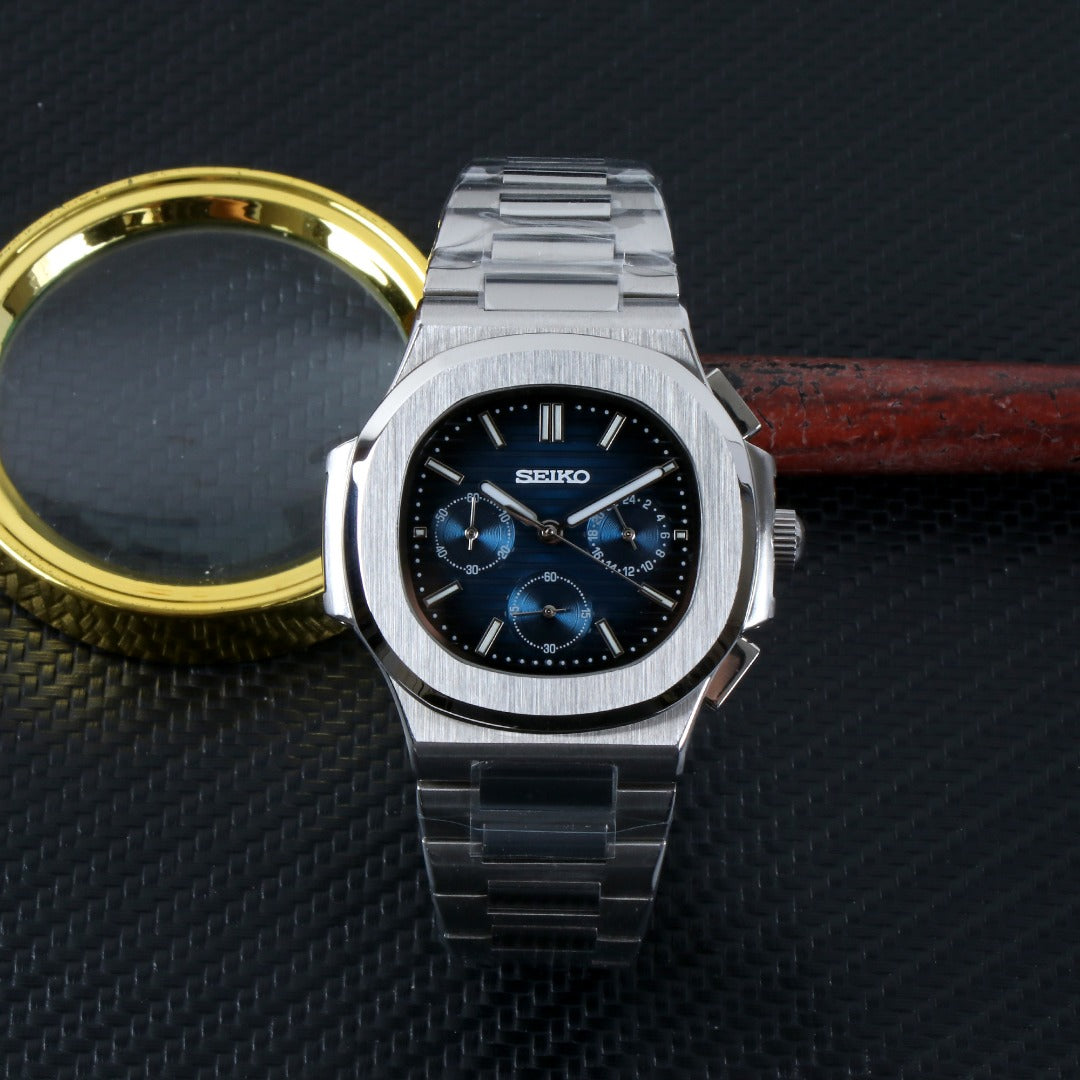 Cronógrafo Azul Nautic Sport – Brazalete Integrado 41 mm