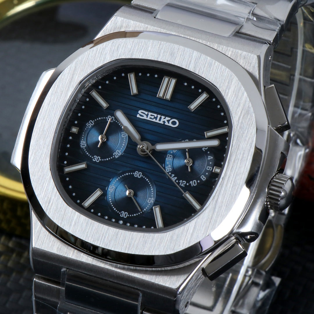 Cronógrafo Azul Nautic Sport – Brazalete Integrado 41 mm