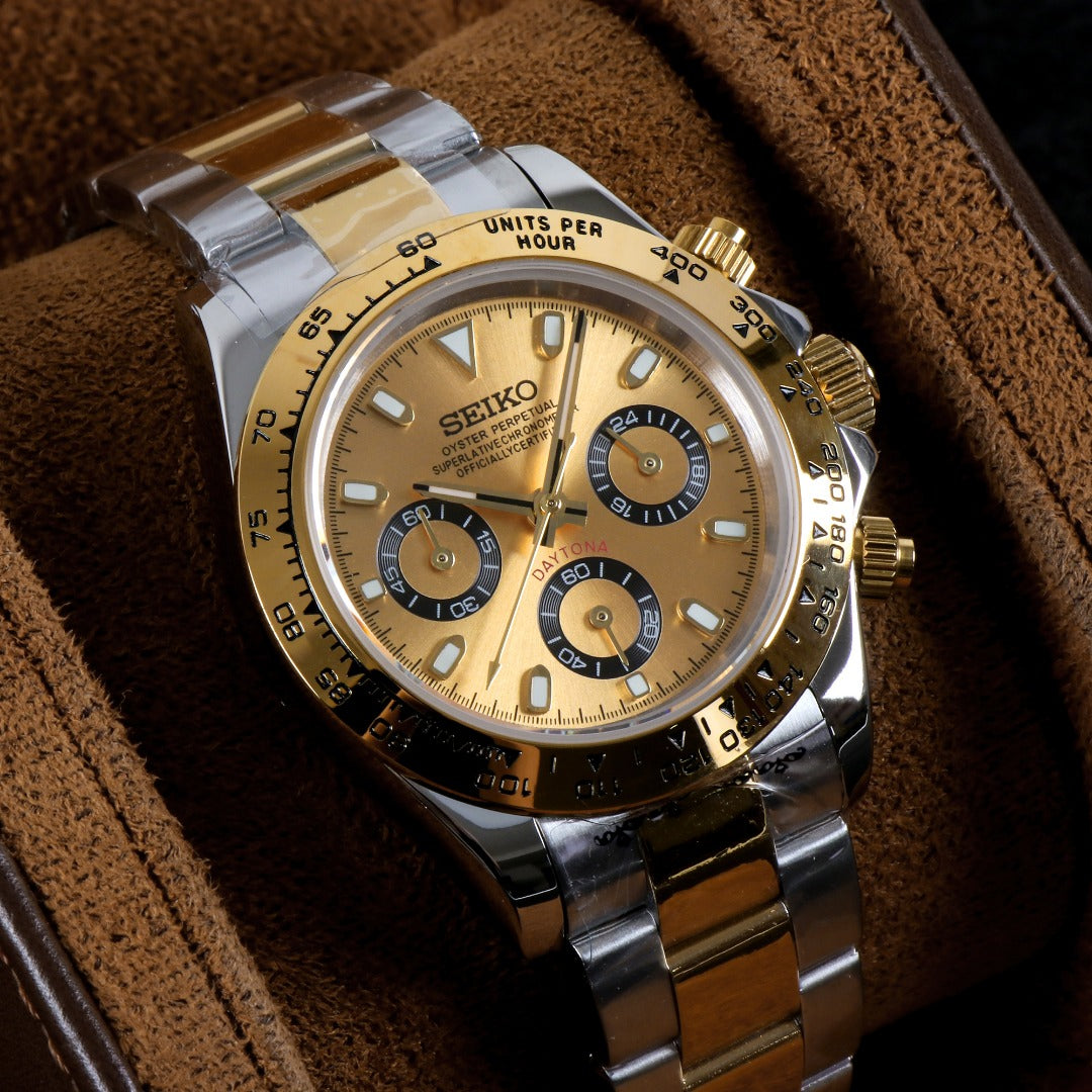 Seiko Mod Daytona Champagne Gold – Cronógrafo Automático