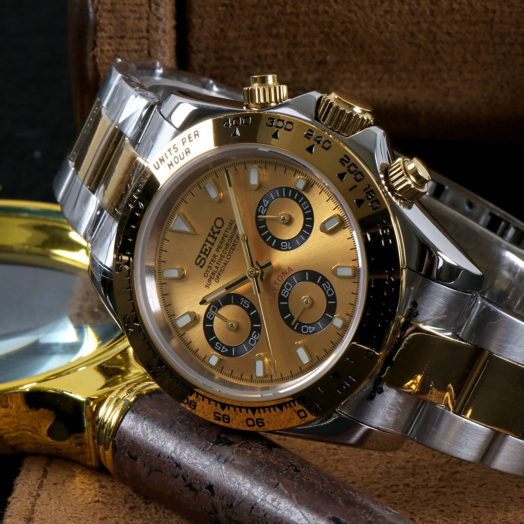 Seiko Mod Daytona Champagne Gold – Cronógrafo Automático