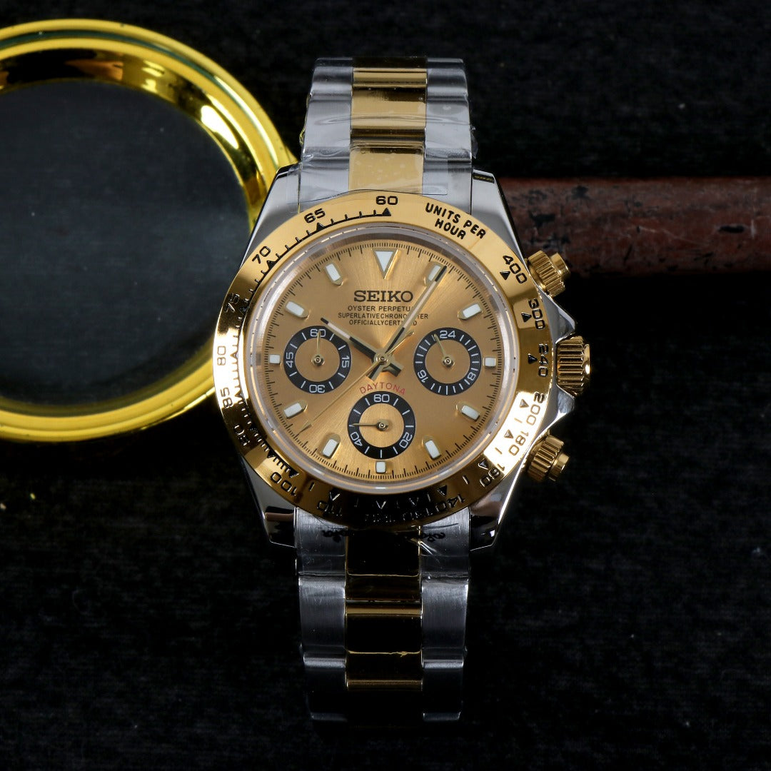 Seiko Mod Daytona Champagne Gold – Cronógrafo Automático