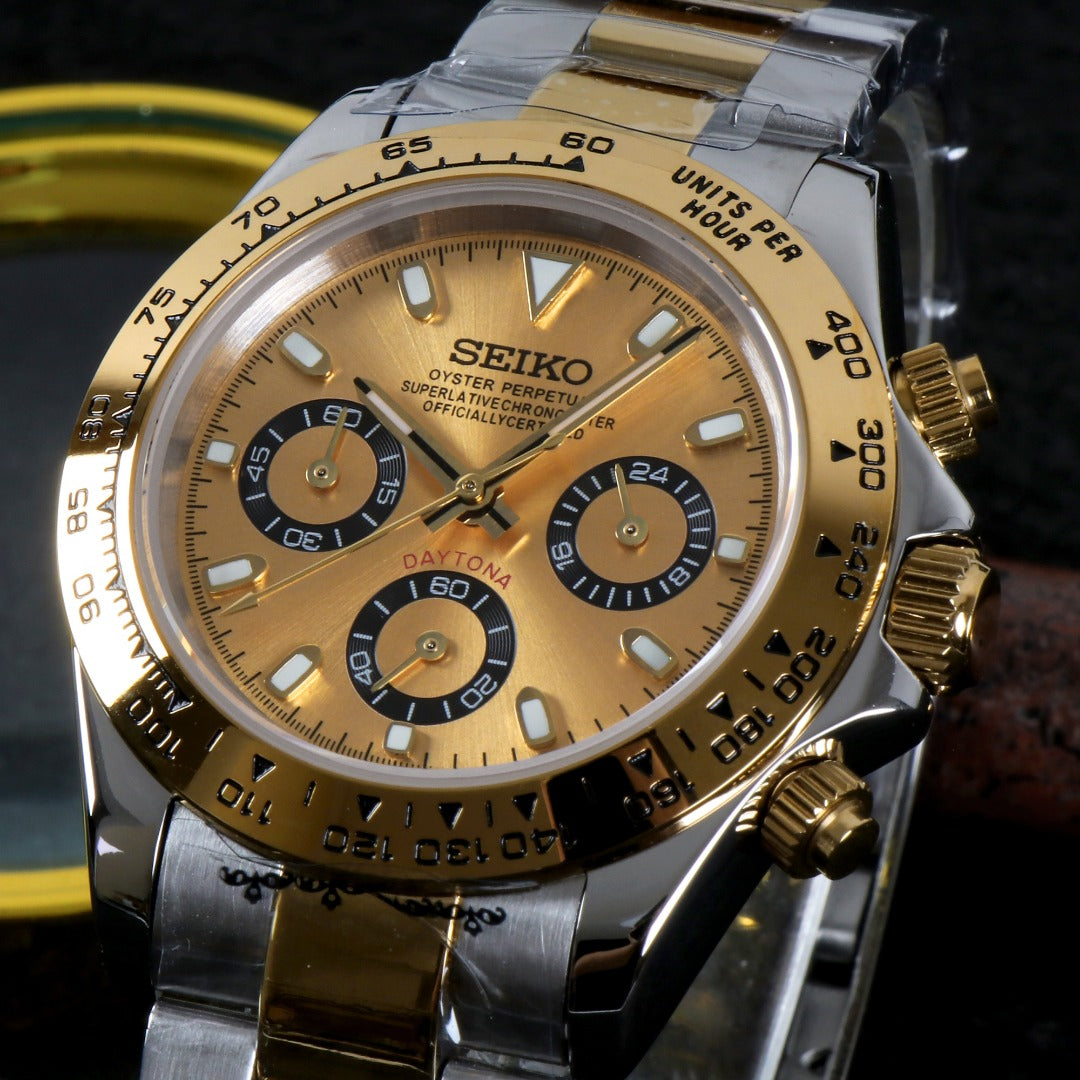 Seiko Mod Daytona Champagne Gold – Cronógrafo Automático