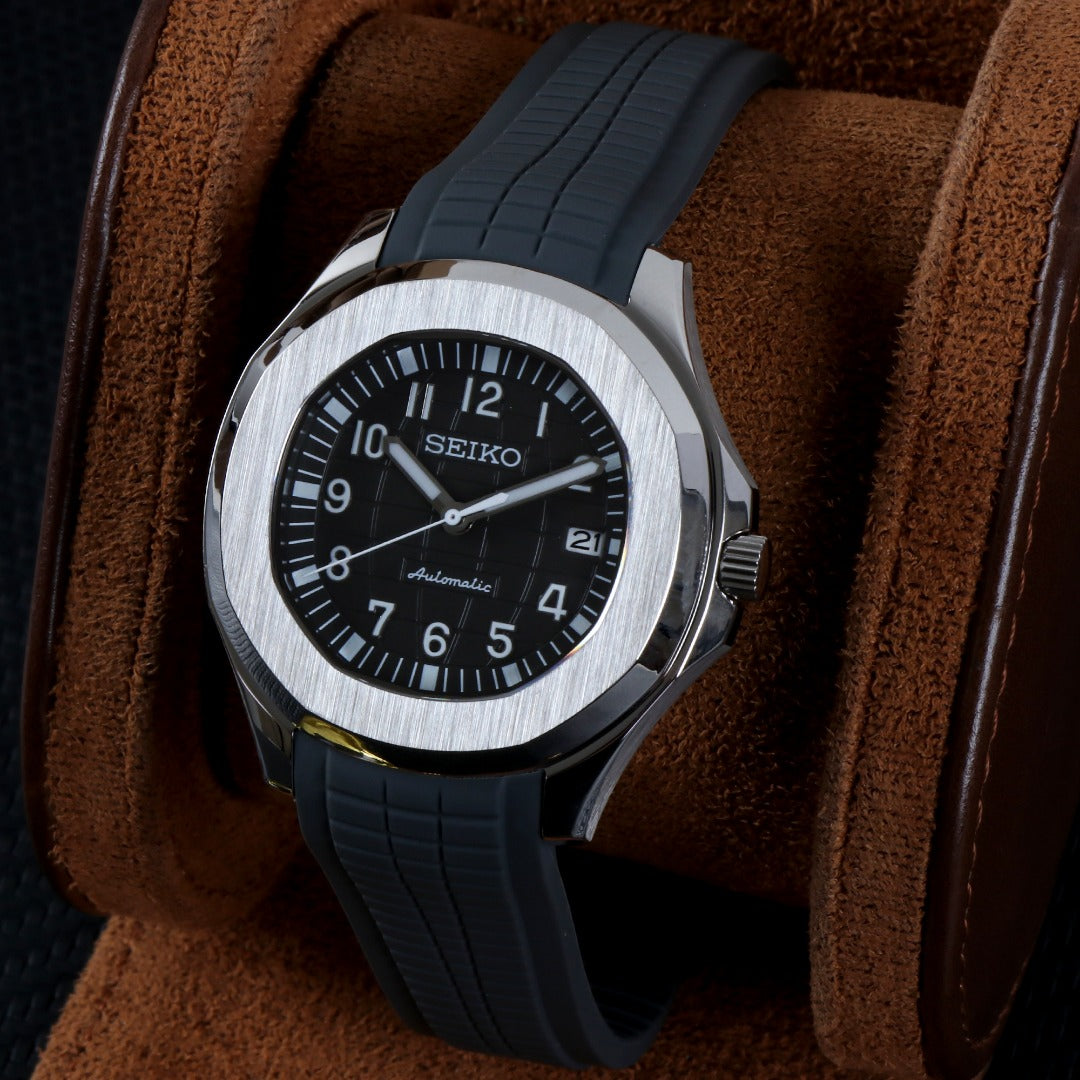 Seiko Mod Aquanaut Negro Automático – Cristal de Zafiro