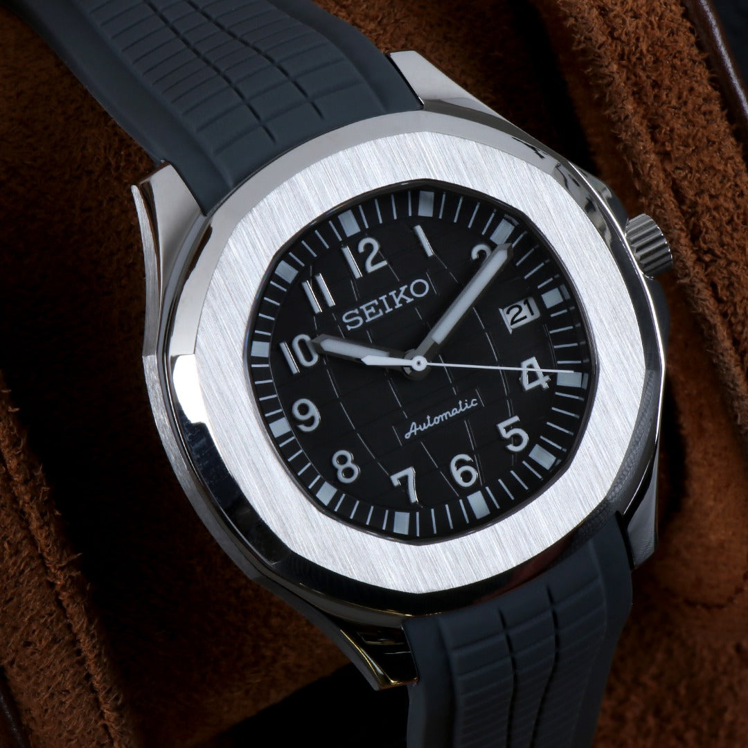 Seiko Mod Aquanaut Negro Automático – Cristal de Zafiro