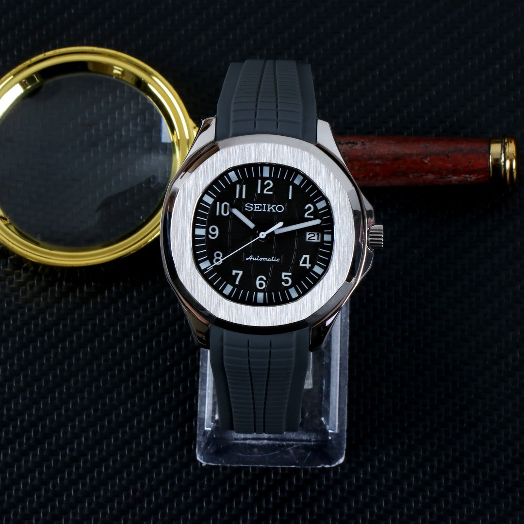 Seiko Mod Aquanaut Negro Automático – Cristal de Zafiro