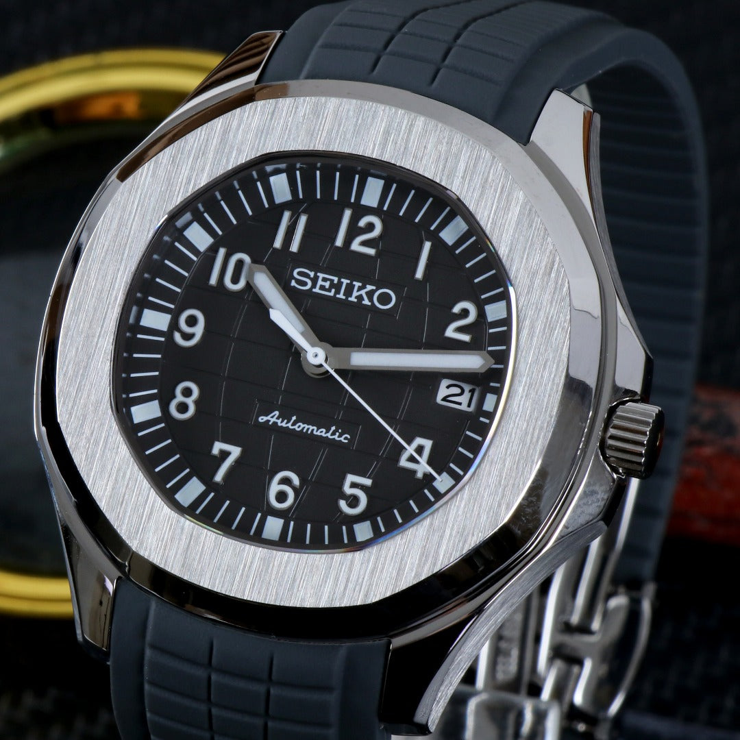 Seiko Mod Aquanaut Negro Automático – Cristal de Zafiro