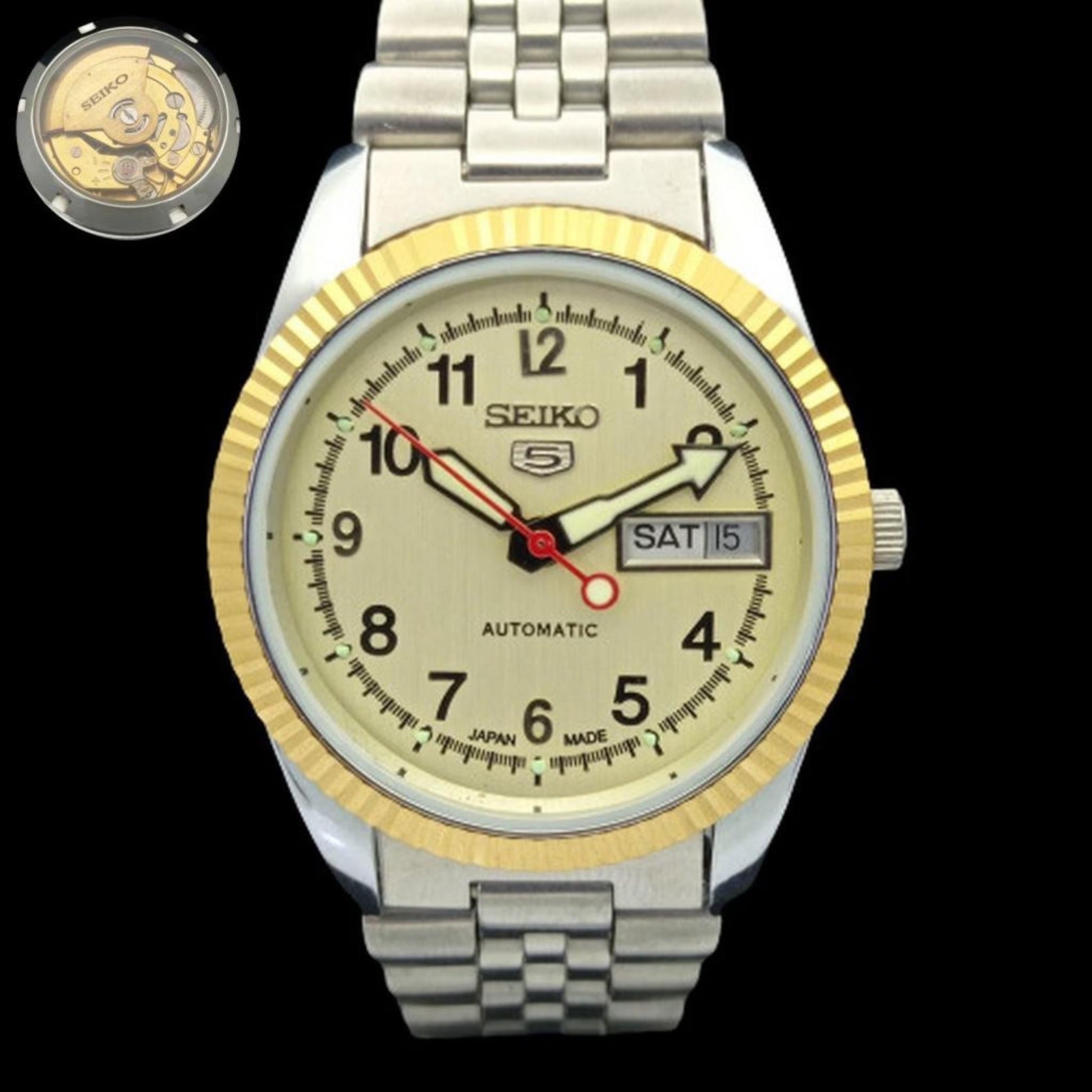 Reloj Vintage Seiko 5 Automático – Esfera Crema (⭐4,9)