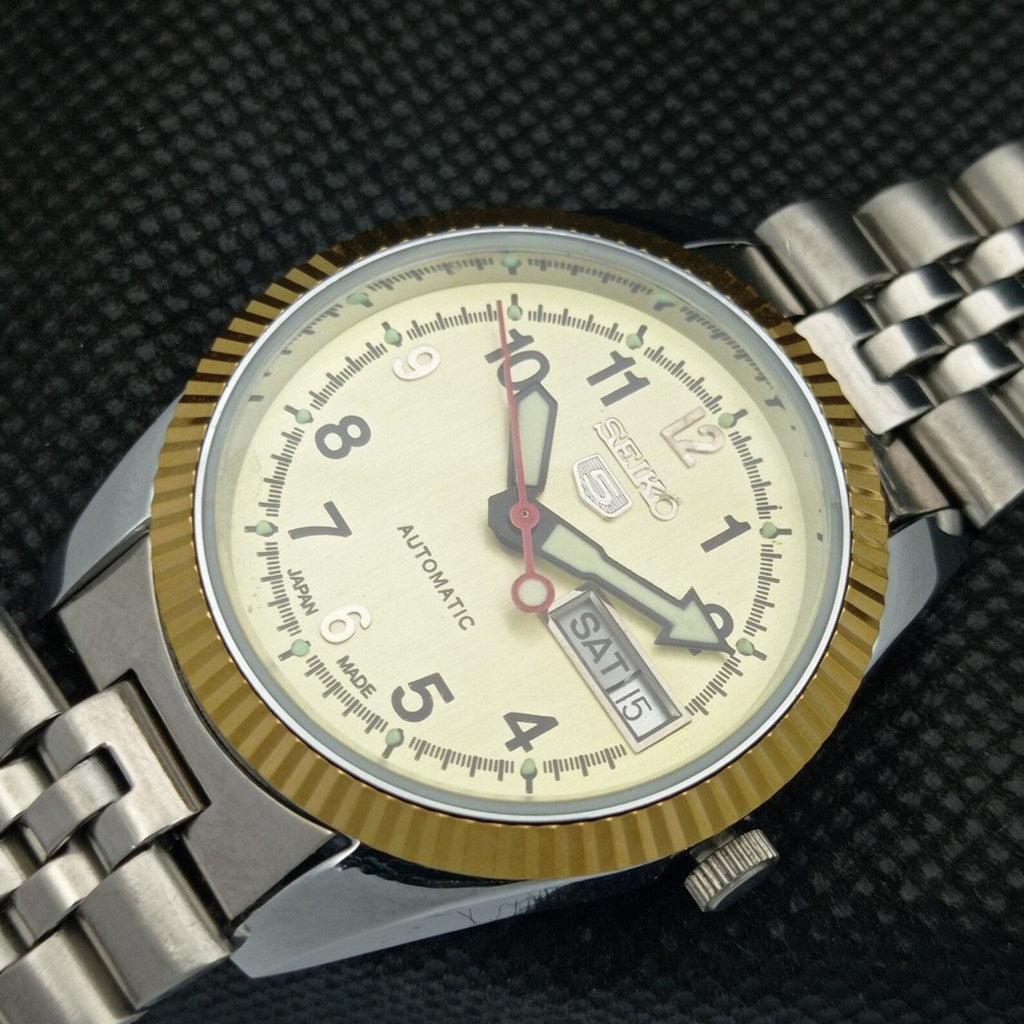 Reloj Vintage Seiko 5 Automático – Esfera Crema (⭐4,9)
