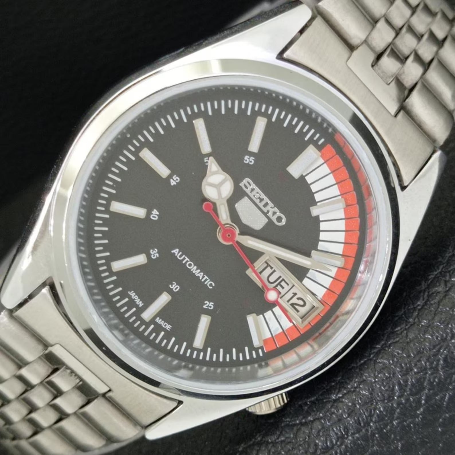 Reloj Vintage Seiko 5 Automático 6309A – Restaurado – Esfera Negra) (⭐4,9)