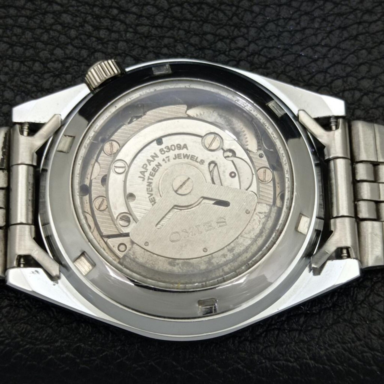 Reloj Vintage Seiko 5 Automático 6309A – Restaurado – Esfera Negra) (⭐4,9)