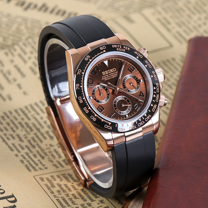Racing Chrono Quartz – Chocolate Dial Rose Gold Steel VK63