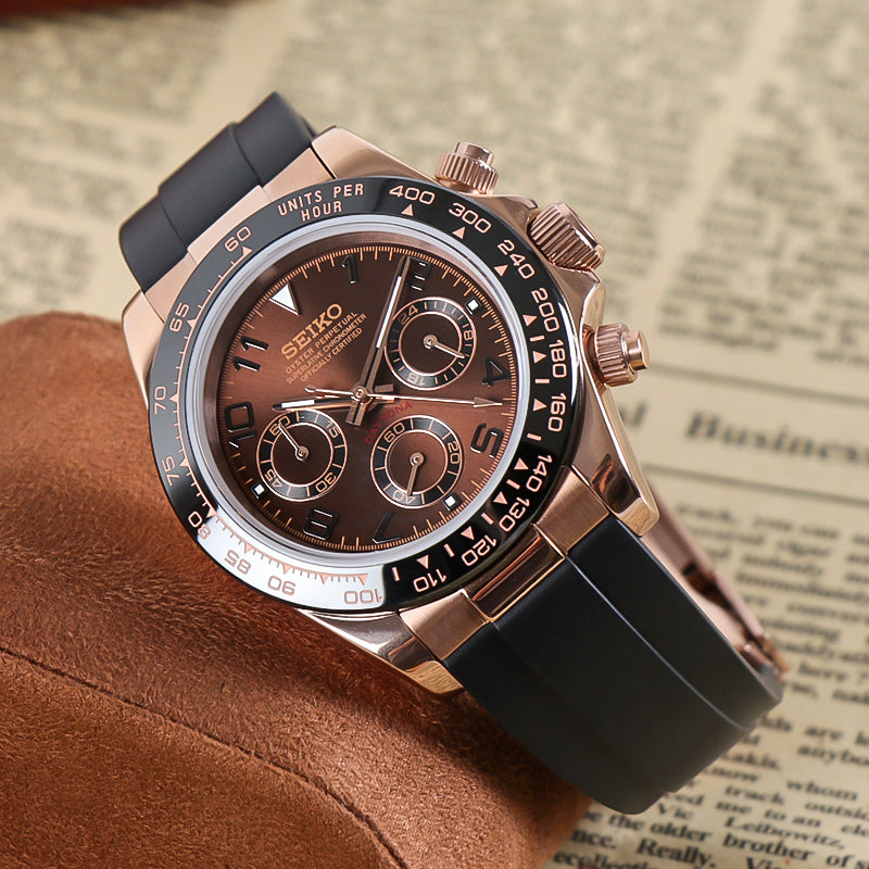 Racing Chrono Quartz – Chocolate Dial Rose Gold Steel VK63