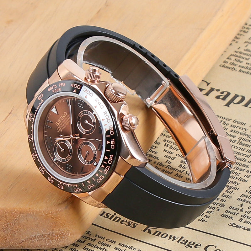 Racing Chrono Quartz – Chocolate Dial Rose Gold Steel VK63