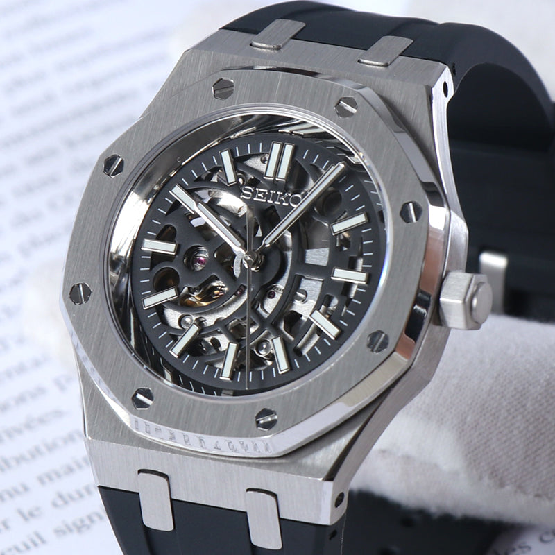Sport Integrated Automatic Oak – Black Skeleton Dial Rubber NH70