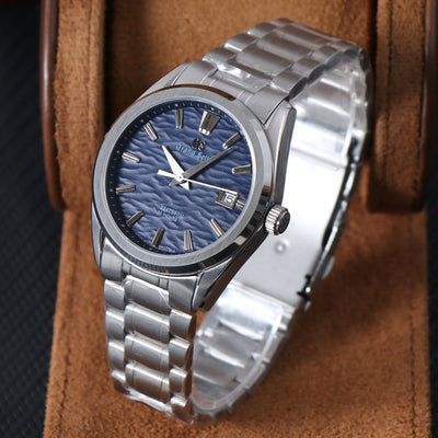 Seiko Mod “Sky Blue Wave” NH35 Automático – Classic Steel Premium