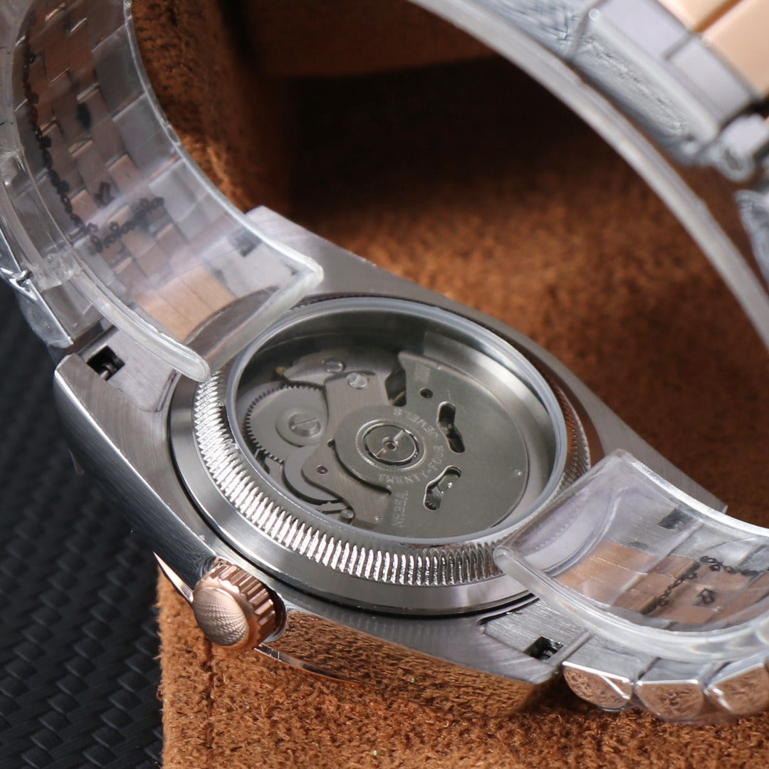 Elegant Date Automático – Green Rose Gold Steel NH35