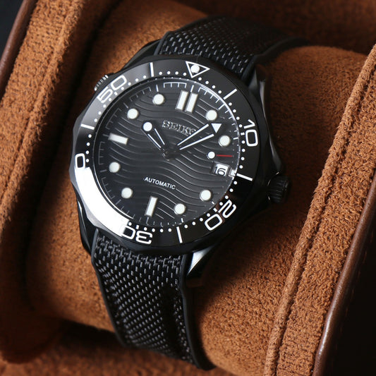 Diver Automático – Black Wave Steel NH35