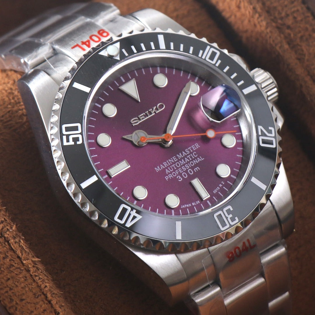 Purple Sunburst Diver Automatic NH35 – Steel Professional